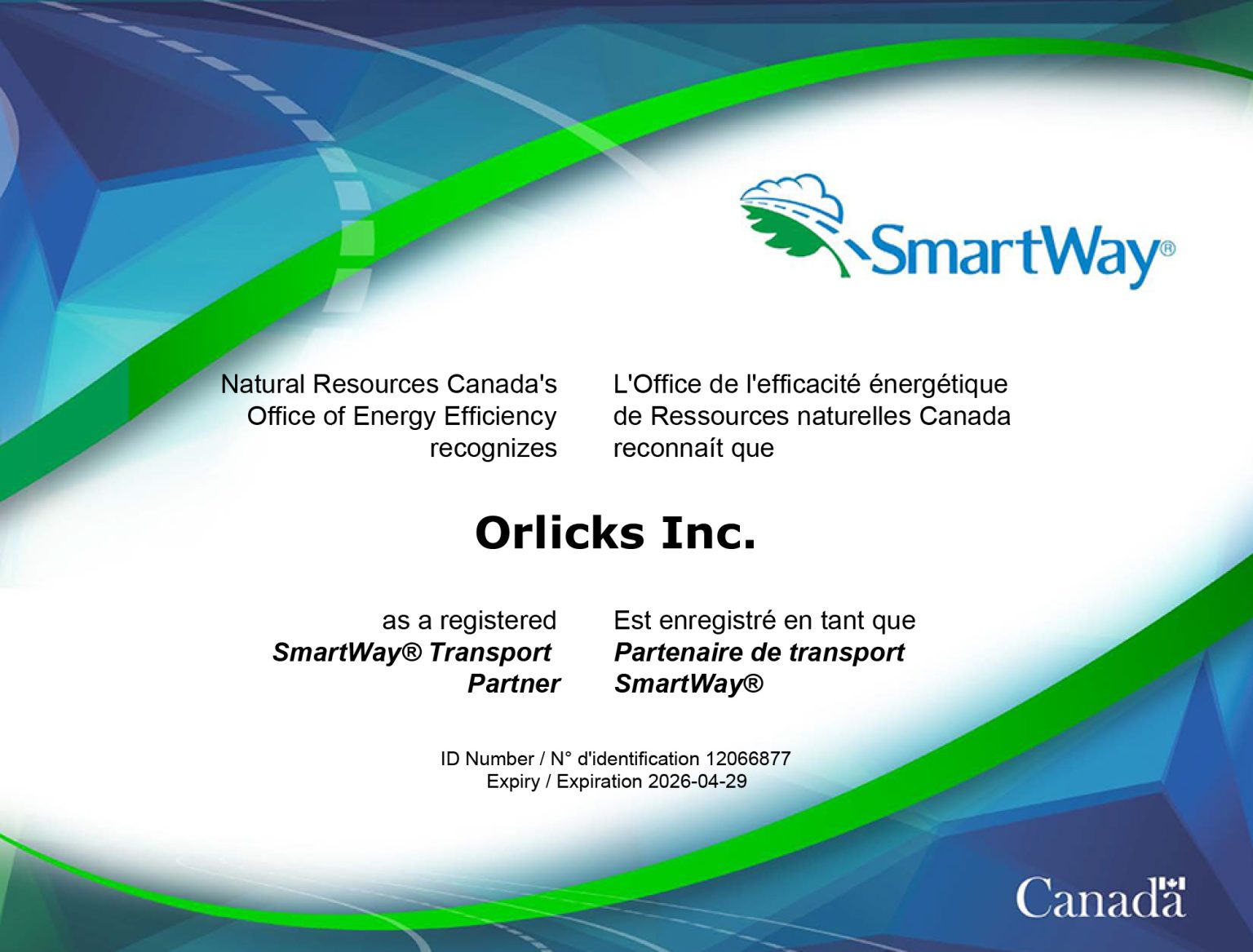 SmartWay Transport Partner - Orlicks Inc | Freight & Transportation ...
